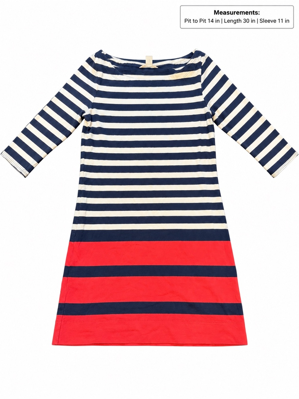 Banana Republic XS Navy Cream Coral Striped 100% Cotton Shift Dress